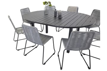 Marbella Spisegruppe 140 cm Rund med 8 Lindos Stoler - Svart - Hagemøbler & utemiljø - Hagegruppe - Spisegrupper hage