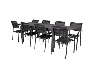Marbella Spisegruppe 160-240 cm Rektangulær med 8 Santorini Stoler - Svart - Hagemøbler & utemiljø - Hagegruppe - Spisegrupper hage
