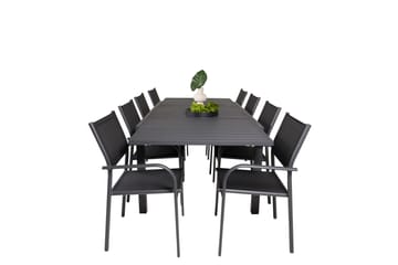 Marbella Spisegruppe 160-240 cm Rektangulær med 8 Santorini Stoler - Svart - Hagemøbler & utemiljø - Hagegruppe - Spisegrupper hage