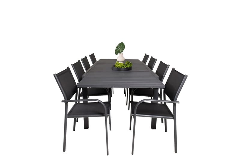 Marbella Spisegruppe 160-240 cm Rektangulær med 8 Santorini Stoler - Svart - Hagemøbler & utemiljø - Hagegruppe - Spisegrupper hage