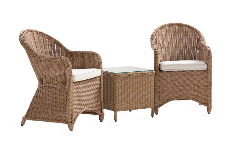 Marcus Cafésett med 2 Light Lenestoler m Pute - Natur - Hagemøbler & utemiljø - Hagegruppe - Cafemøbler & cafesett