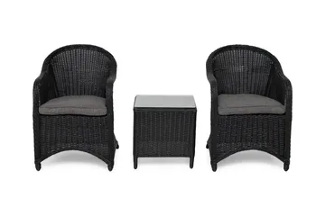 Marcus Cafésett med 2 Light Lenestoler m Pute - Svart - Hagemøbler & utemiljø - Hagegruppe - Cafemøbler & cafesett