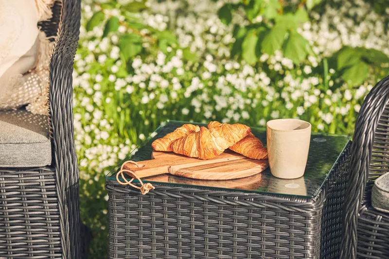 Marcus Cafésett med 2 Light Lenestoler m Pute - Svart - Hagemøbler & utemiljø - Hagegruppe - Cafemøbler & cafesett