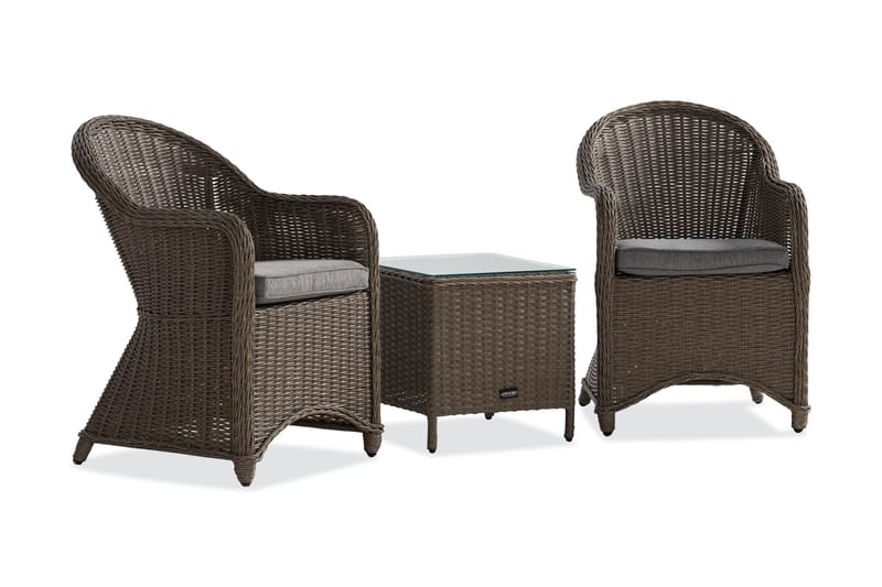 Marcus Cafésett med 2 Light Lenestoler m Pute - Grå - Hagemøbler & utemiljø - Hagegruppe - Cafemøbler & cafesett