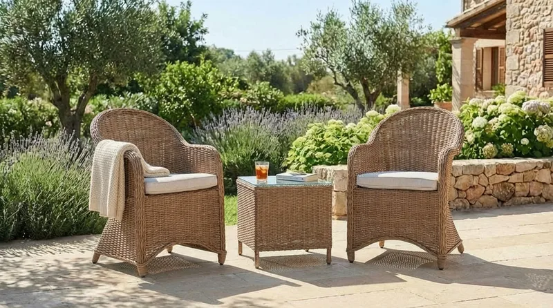 Marcus Cafésett med 2 Light Lenestoler m Pute - Natur - Hagemøbler & utemiljø - Hagegruppe - Cafemøbler & cafesett