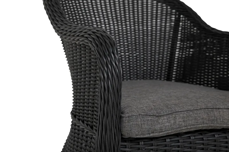 Marcus Cafésett med 2 Light Lenestoler m Pute - Svart - Hagemøbler & utemiljø - Hagegruppe - Cafemøbler & cafesett