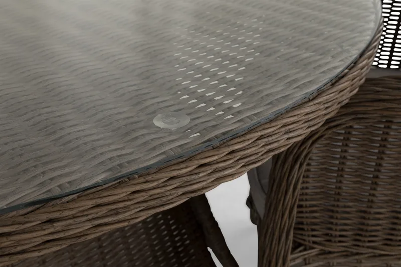 Marcus Spisegruppe 140 Rund + 4 Lenestoler m Pute - Natur - Hagemøbler & utemiljø - Hagegruppe - Spisegrupper hage