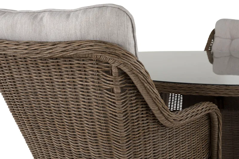 Marcus Spisegruppe 140 Rund + 4 Lenestoler m Pute - Natur - Hagemøbler & utemiljø - Hagegruppe - Spisegrupper hage