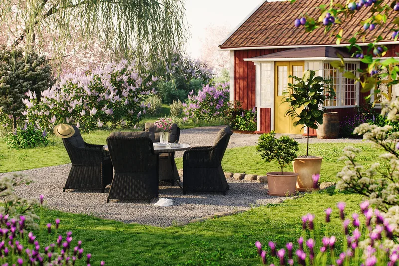 Marcus Spisegruppe 140 Rund + 4 Lenestoler m Pute - Svart - Hagemøbler & utemiljø - Hagegruppe - Spisegrupper hage