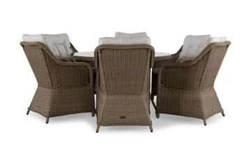 Marcus Spisegruppe 140 Rund + 6 Lenestoler m Pute - Natur - Hagemøbler & utemiljø - Hagegruppe - Spisegrupper hage