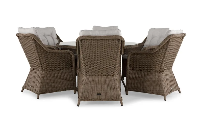 Marcus Spisegruppe 140 Rund + 6 Lenestoler m Pute - Natur - Hagemøbler & utemiljø - Hagegruppe - Spisegrupper hage