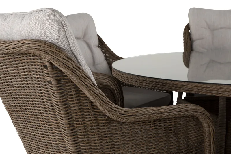 Marcus Spisegruppe 140 Rund + 6 Lenestoler m Pute - Natur - Hagemøbler & utemiljø - Hagegruppe - Spisegrupper hage