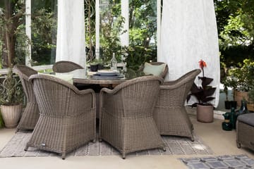 Marcus Spisegruppe 140 Rund + 6 Light Lenestoler m Pute - Grå - Hagemøbler & utemiljø - Hagegruppe - Spisegrupper hage