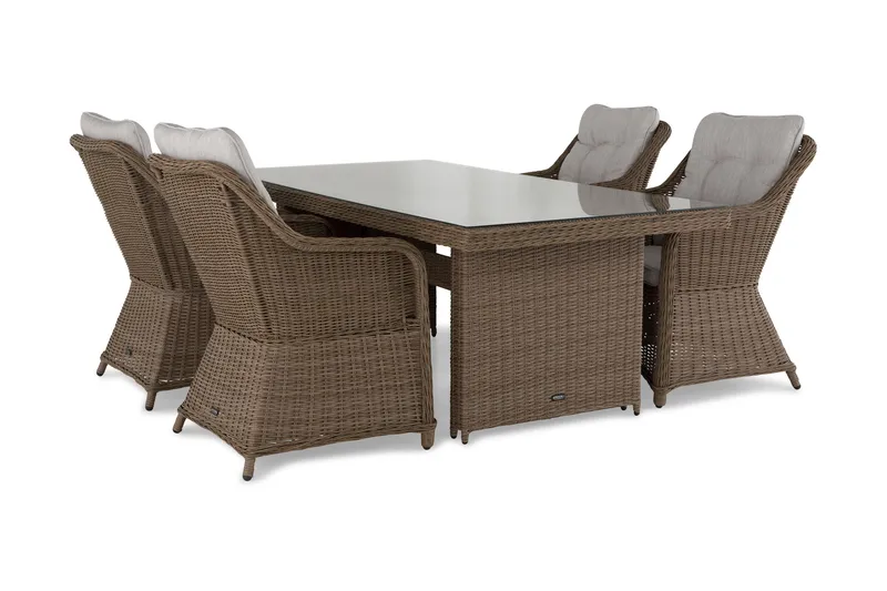 Marcus Spisegruppe 200 + 4 Lenestoler m Pute - Natur - Hagemøbler & utemiljø - Hagegruppe - Spisegrupper hage