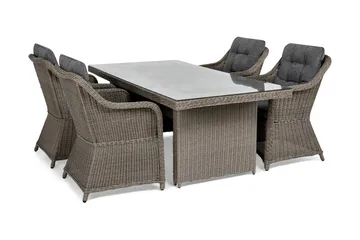 Marcus Spisegruppe 200 + 4 Lenestoler m Pute - Grå - Hagemøbler & utemiljø - Hagegruppe - Spisegrupper hage