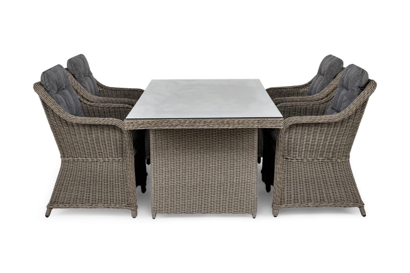 Marcus Spisegruppe 200 + 4 Lenestoler m Pute, Grå