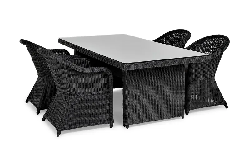 Marcus Spisegruppe 200 + 4 Light Lenestoler m Pute - Svart - Hagemøbler & utemiljø - Hagegruppe - Spisegrupper hage