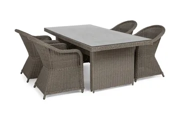 Marcus Spisegruppe 200 + 4 Light Lenetoler m Pute - Grå - Hagemøbler & utemiljø - Hagegruppe - Spisegrupper hage
