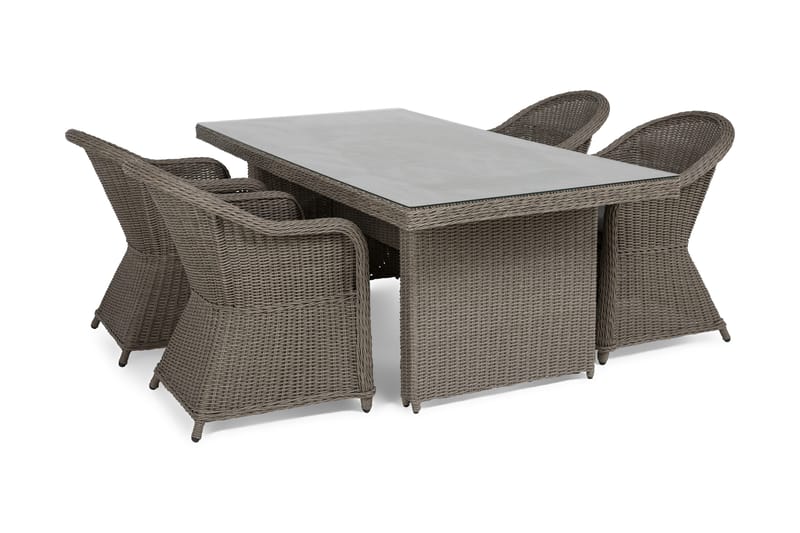 Marcus Spisegruppe 200 + 4 Light Lenetoler m Pute - Grå - Hagemøbler & utemiljø - Hagegruppe - Spisegrupper hage