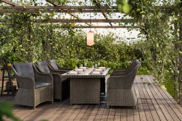 Marcus Spisegruppe 200 + 6 Lenetoler m Pute - Grå - Hagemøbler & utemiljø - Hagegruppe - Spisegrupper hage