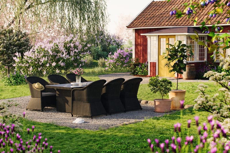 Marcus Spisegruppe 200 + 6 Light Lenestoler m Pute - Svart - Hagemøbler & utemiljø - Hagegruppe - Spisegrupper hage