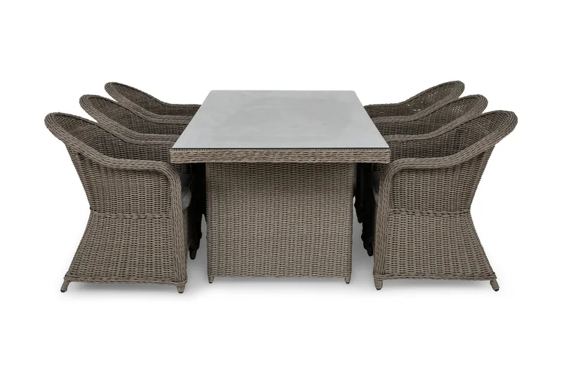 Marcus Spisegruppe 200 + 6 Light Lenetoler m Pute, Grå