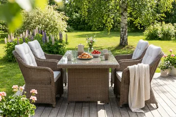 Marcus Spisegruppe 200 + 6 Lenestoler m Pute - Natur - Hagemøbler & utemiljø - Hagegruppe - Spisegrupper hage