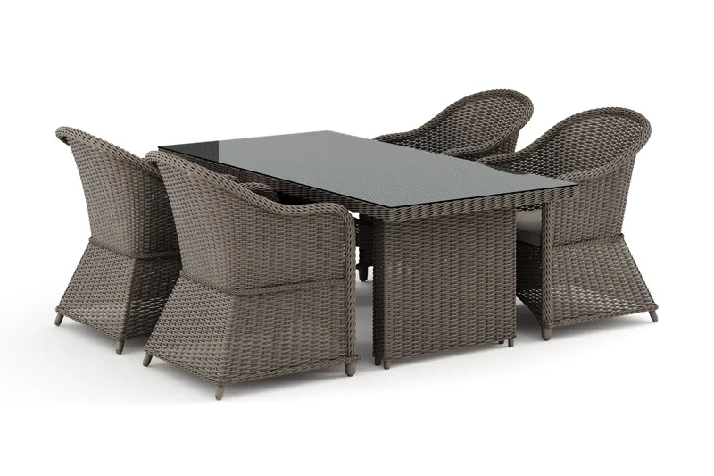 Marcus utendørs spisegruppe 160x90 cm med 4 Marcus Light utefåtöljer, Grå