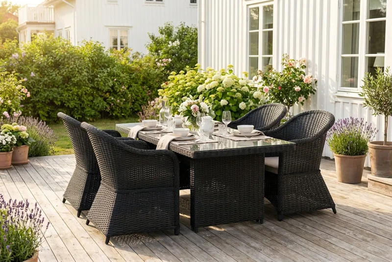Marcus utendørs spisegruppe 160x90 cm med 4 Marcus Light utefåtöljer - Svart - Hagemøbler & utemiljø - Hagegruppe - Spisegrupper hage