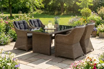 Marcus utendørs spisegruppe 160x90 cm med 4 Marcus utefåtöljer - Natur - Hagemøbler & utemiljø - Hagegruppe - Spisegrupper hage