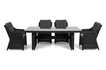 Marcus utendørs spisegruppe 160x90 cm med 4 Marcus utendørs lenestoler - Svart - Hagemøbler & utemiljø - Hagegruppe - Spisegrupper hage