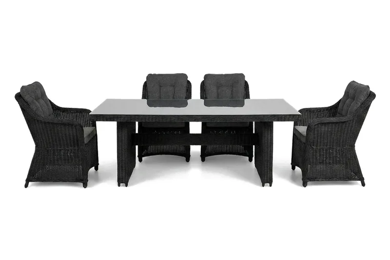 Marcus utendørs spisegruppe 160x90 cm med 4 Marcus utendørs lenestoler - Svart - Hagemøbler & utemiljø - Hagegruppe - Spisegrupper hage