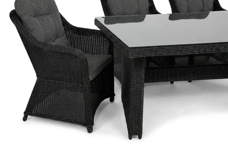 Marcus utendørs spisegruppe 160x90 cm med 4 Marcus utendørs lenestoler - Svart - Hagemøbler & utemiljø - Hagegruppe - Spisegrupper hage