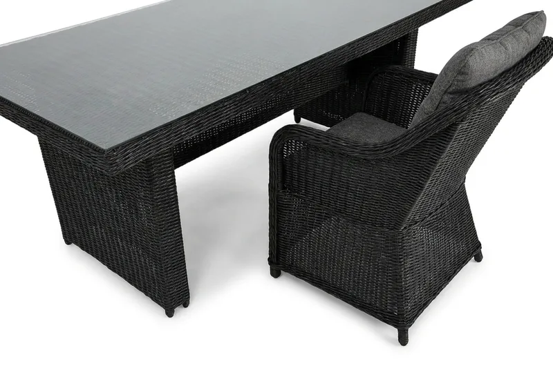 Marcus utendørs spisegruppe 160x90 cm med 4 Marcus utendørs lenestoler - Svart - Hagemøbler & utemiljø - Hagegruppe - Spisegrupper hage