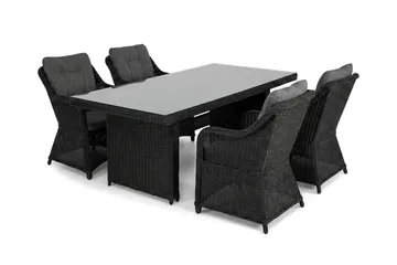 Marcus utendørs spisegruppe 160x90 cm med 4 Marcus utendørs lenestoler - Svart - Hagemøbler & utemiljø - Hagegruppe - Spisegrupper hage