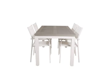 Matgruppe Albany 150-210 cm Rektangulær med 4 Santorini Stoler - Grå - Hagemøbler & utemiljø - Hagegruppe - Spisegrupper hage