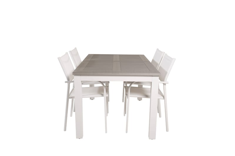 Matgruppe Albany 150-210 cm Rektangulær med 4 Santorini Stoler - Grå - Hagemøbler & utemiljø - Hagegruppe - Spisegrupper hage