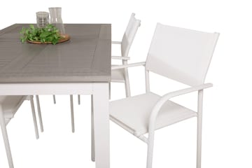 Matgruppe Albany 150-210 cm Rektangulær med 4 Santorini Stoler - Grå - Hagemøbler & utemiljø - Hagegruppe - Spisegrupper hage