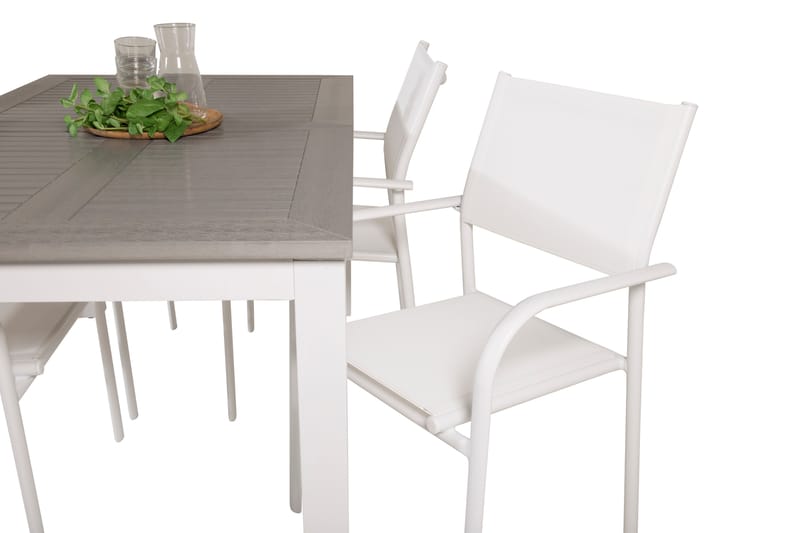 Matgruppe Albany 150-210 cm Rektangulær med 4 Santorini Stoler - Grå - Hagemøbler & utemiljø - Hagegruppe - Spisegrupper hage