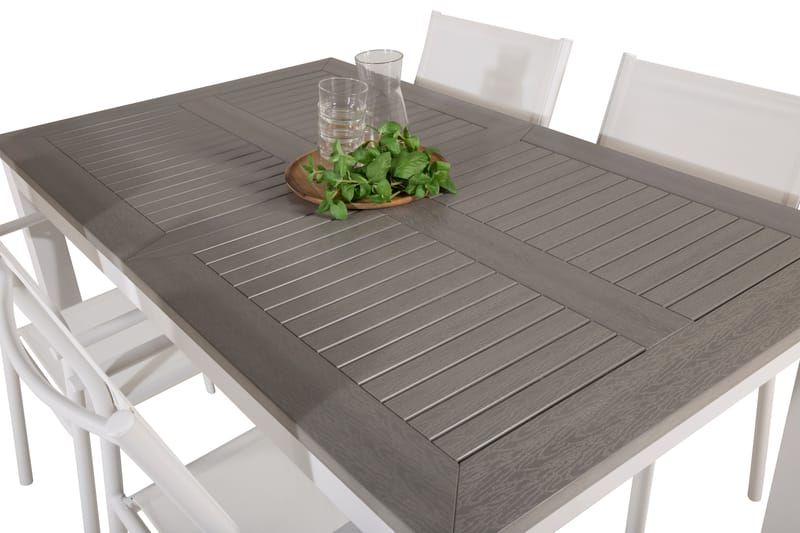 Matgruppe Albany 150-210 cm Rektangulær med 4 Santorini Stoler - Grå - Hagemøbler & utemiljø - Hagegruppe - Spisegrupper hage