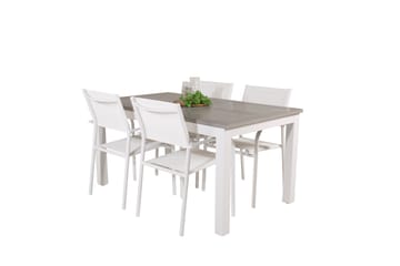 Matgruppe Albany 150-210 cm Rektangulær med 4 Santorini Stoler - Grå - Hagemøbler & utemiljø - Hagegruppe - Spisegrupper hage