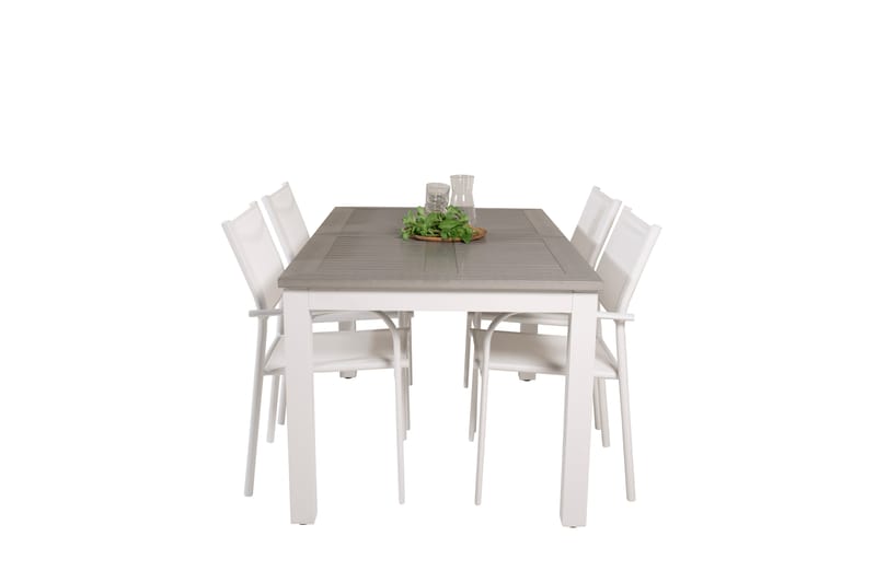 Matgruppe Albany 150-210 cm Rektangulær med 4 Santorini Stoler - Grå - Hagemøbler & utemiljø - Hagegruppe - Spisegrupper hage