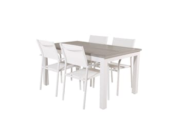 Matgruppe Albany 150-210 cm Rektangulær med 4 Santorini Stoler - Grå - Hagemøbler & utemiljø - Hagegruppe - Spisegrupper hage