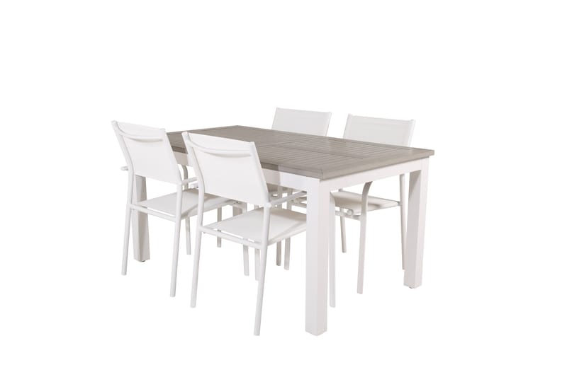 Matgruppe Albany 150-210 cm Rektangulær med 4 Santorini Stoler - Grå - Hagemøbler & utemiljø - Hagegruppe - Spisegrupper hage