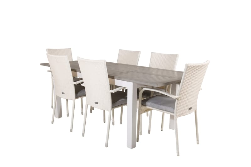 Matgruppe Albany 150-210 cm Rektangulær med 6 Anna Stoler - Grå - Hagemøbler & utemiljø - Hagegruppe - Spisegrupper hage