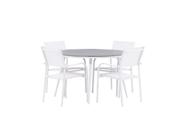 Matgruppe Break 120 cm Rund med 4 Santorini Stoler - Grå - Hagemøbler & utemiljø - Hagegruppe - Spisegrupper hage