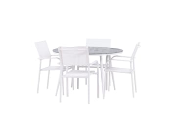 Matgruppe Break 120 cm Rund med 4 Santorini Stoler - Grå - Hagemøbler & utemiljø - Hagegruppe - Spisegrupper hage