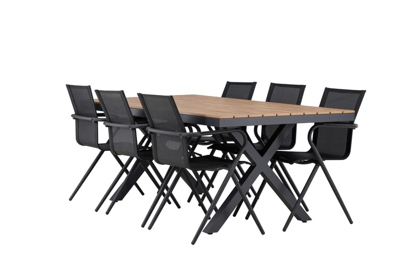 Matgruppe Garcia 200 cm Rektangulær med 6 Alina Stoler - Svart - Hagemøbler & utemiljø - Hagegruppe - Spisegrupper hage
