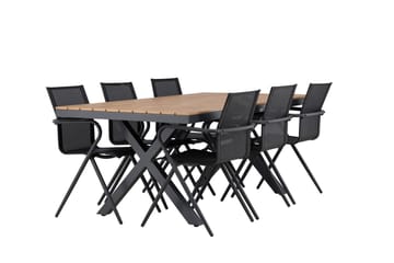 Matgruppe Garcia 200 cm Rektangulær med 6 Alina Stoler - Svart - Hagemøbler & utemiljø - Hagegruppe - Spisegrupper hage