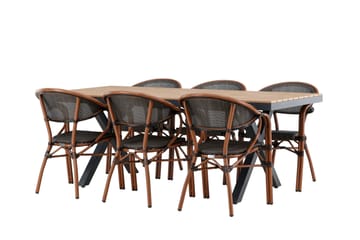 Matgruppe Garcia 200 cm Rektangulær med 6 Vila Real Stoler - Svart - Hagemøbler & utemiljø - Hagegruppe - Spisegrupper hage